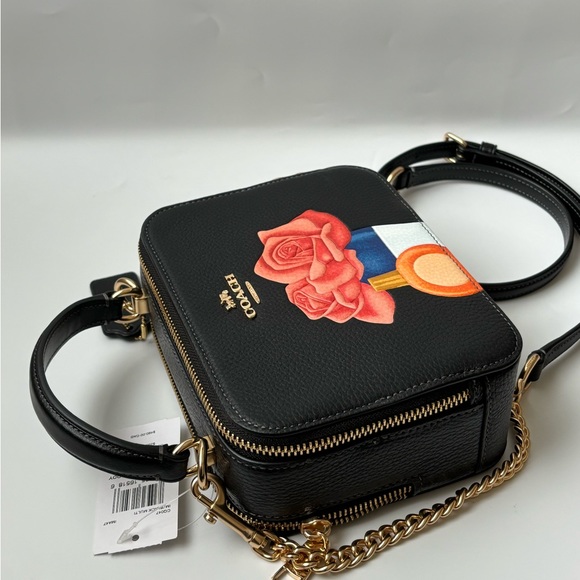 NWT COACH CQ047 Coach X Tom Wesselmann Box Crossbody Leather Black Multi - Picture 7 of 16